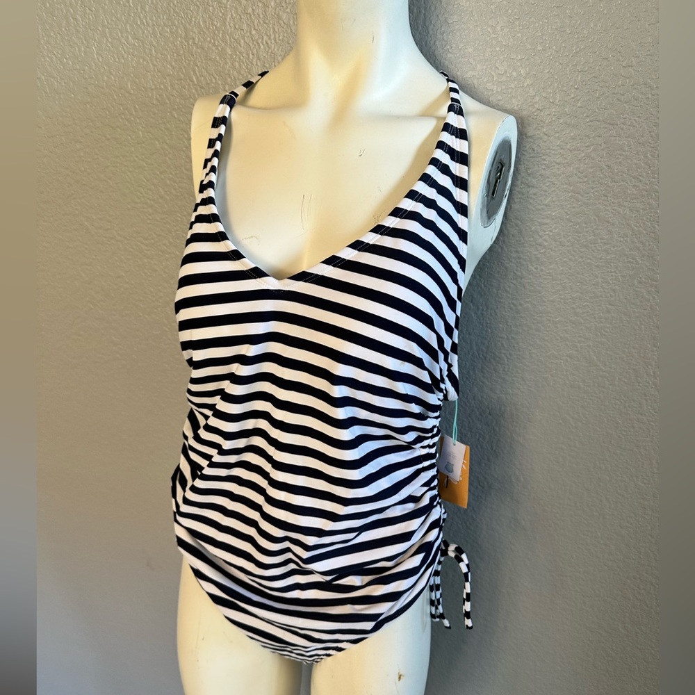 NEW Kona Sol Women’s Navy Blue & White Strip Swimsuit-Size 16/18